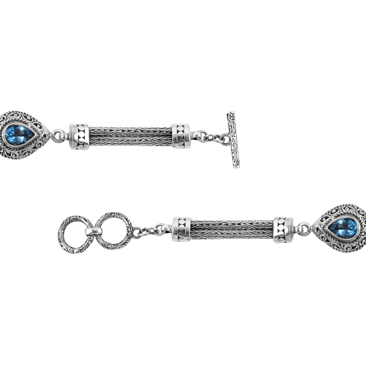 BALI LEGACY White Mabe Pearl, Sky Blue Topaz Bracelet in Sterling Silver (7.00 In) (20.75 g) 7.40 ctw image number 4