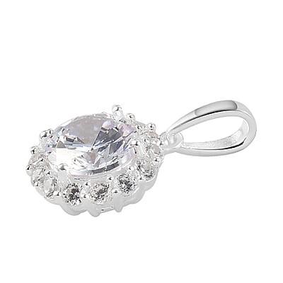Simulated Diamond Halo Pendant in Sterling Silver 4.25 ctw