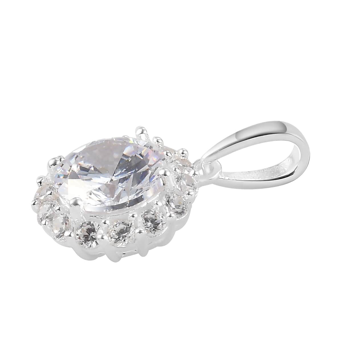 Simulated Diamond Halo Pendant in Sterling Silver 4.25 ctw image number 2