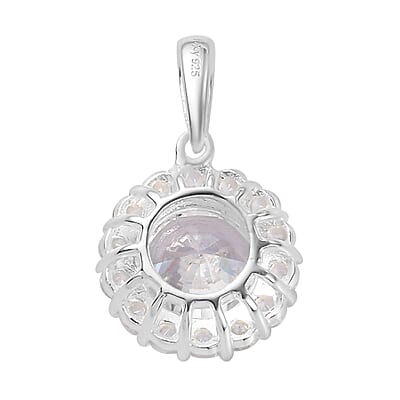 Simulated Diamond Halo Pendant in Sterling Silver 4.25 ctw