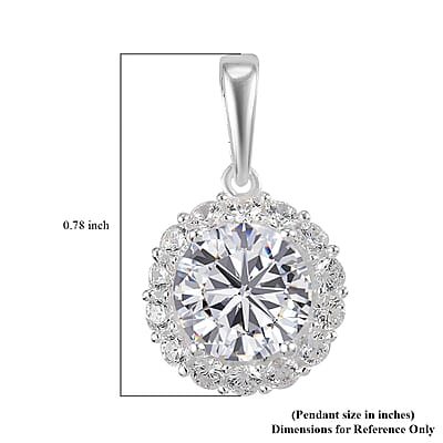 Simulated Diamond Halo Pendant in Sterling Silver 4.25 ctw