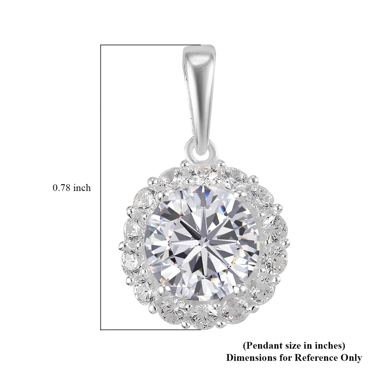 Simulated Diamond Halo Pendant in Sterling Silver 4.25 ctw image number 4