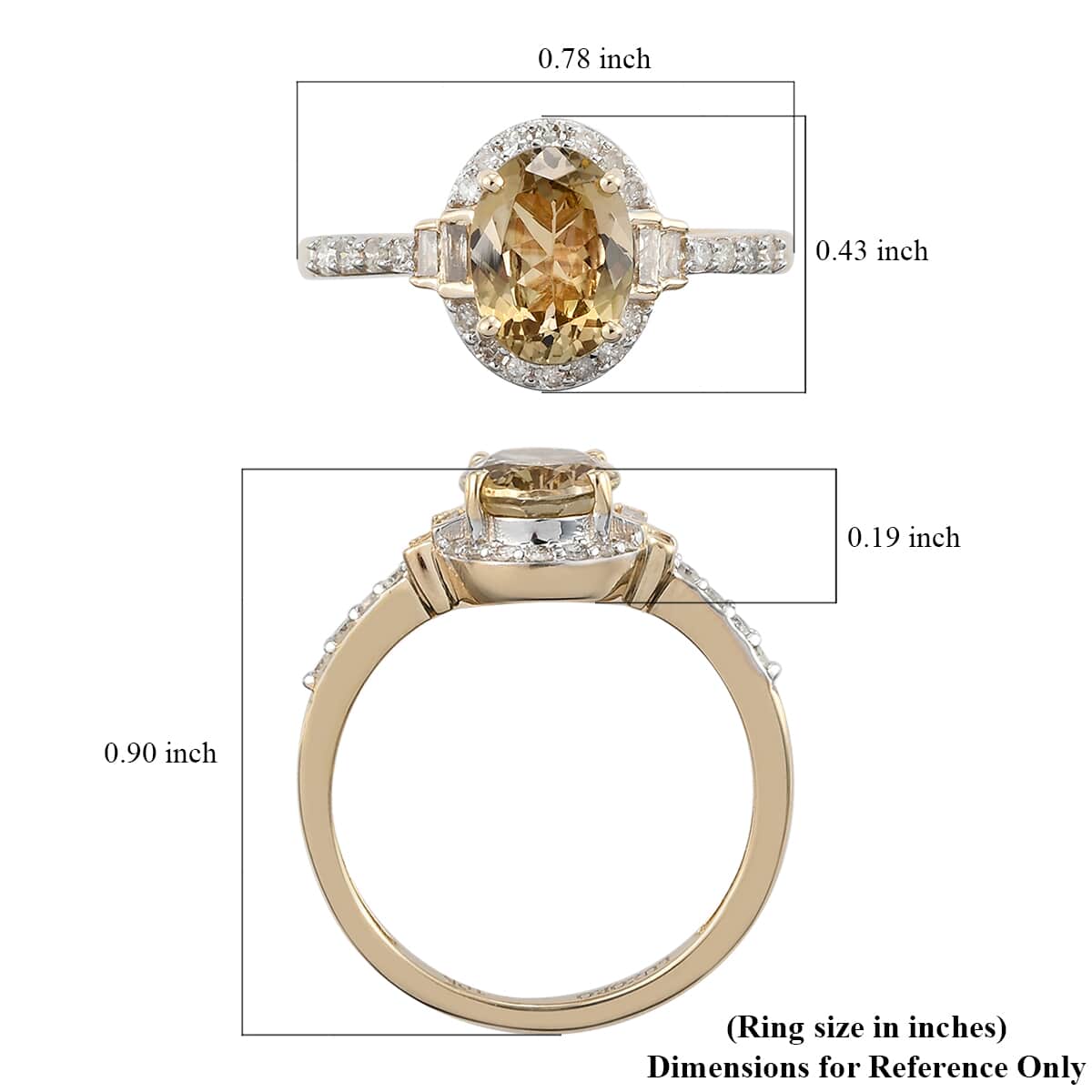Luxoro 10K Yellow Gold Premium Natural Golden Tanzanite and G-H I3 Diamond Ring (Size 10.0) 2 Grams 1.60 ctw image number 5