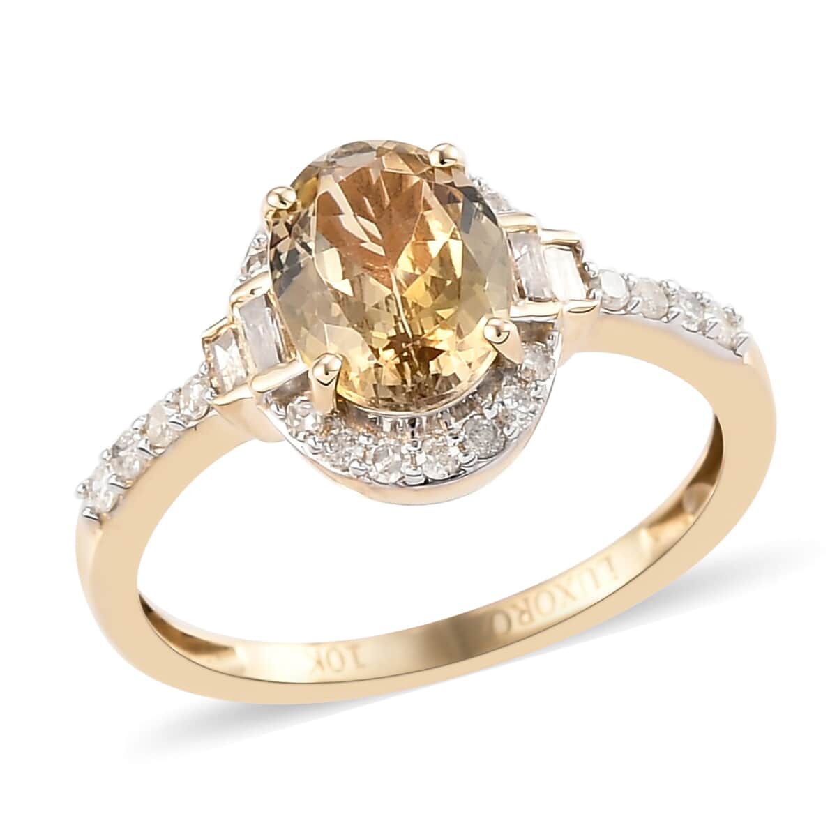 Luxoro 10K Yellow Gold Premium Natural Golden Tanzanite and G-H I3 Diamond Ring (Size 7.0) 2 Grams 1.60 ctw image number 0