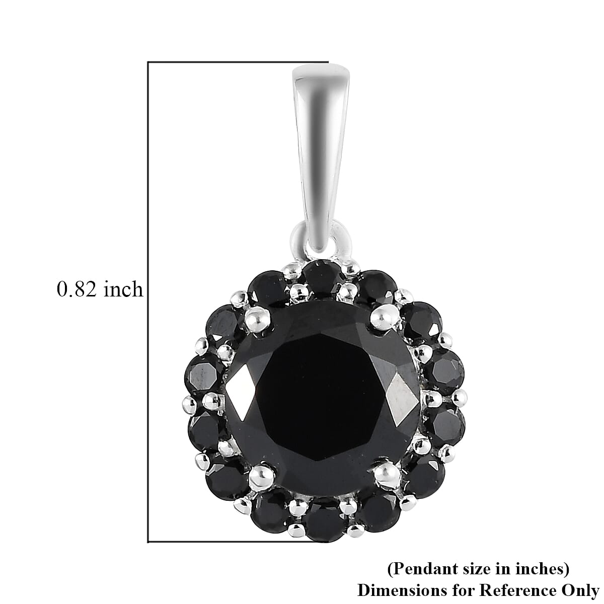 Simulated Black Diamond Halo Pendant in Sterling Silver 4.35 ctw image number 5