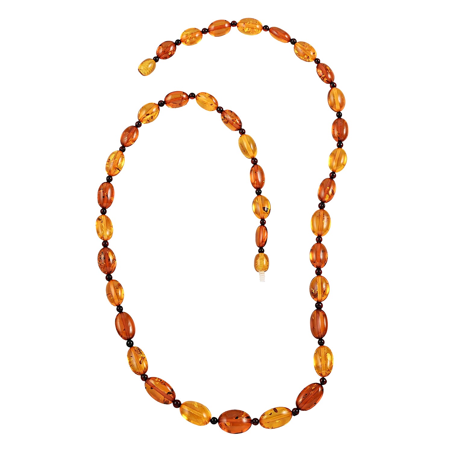 Baltic Amber Elongated Beads Necklace 24 Inches