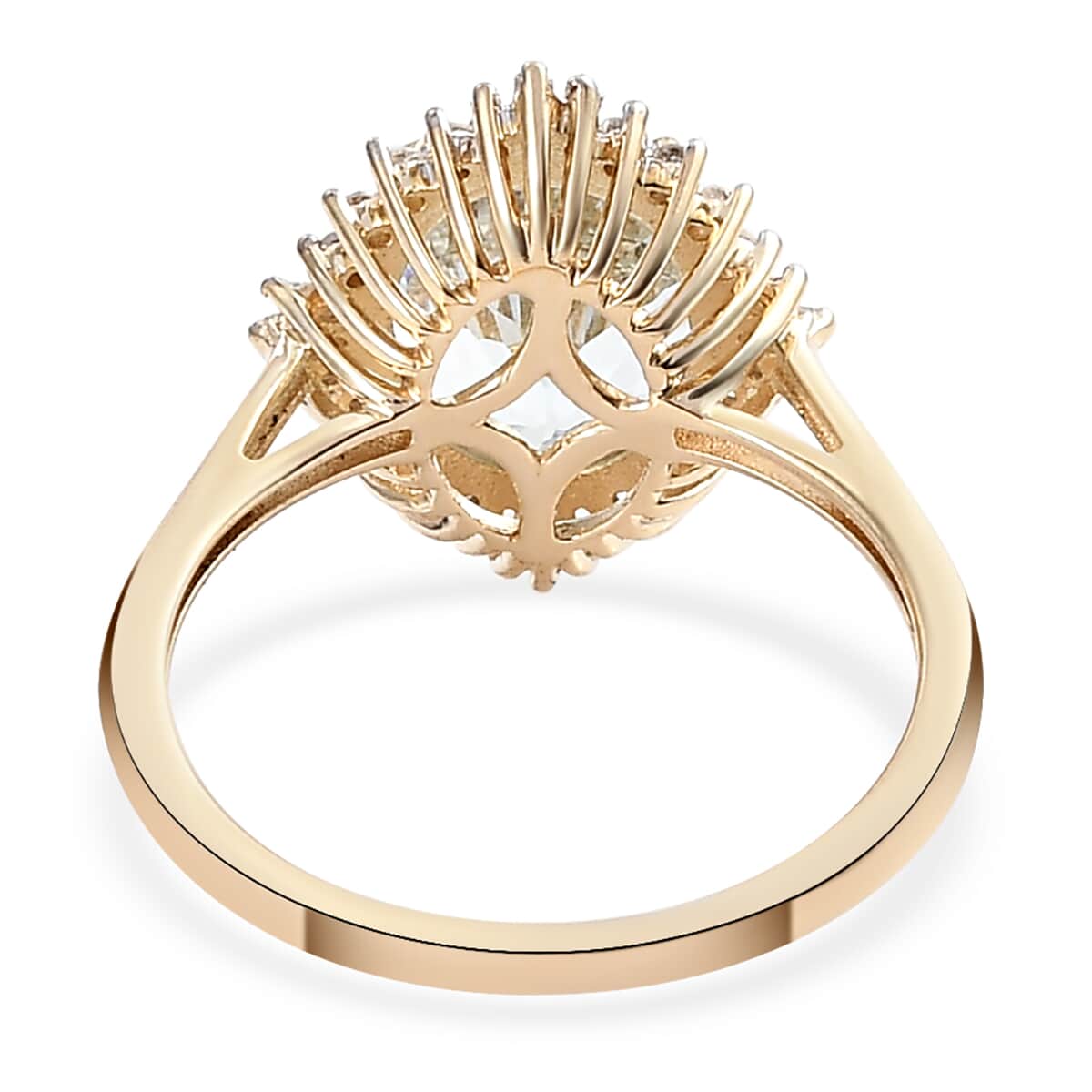 Luxoro 10K Yellow Gold AAA Espirito Santo Aquamarine and G-H I3 Diamond Halo Ring (Size 7.0) 2.50 ctw image number 4