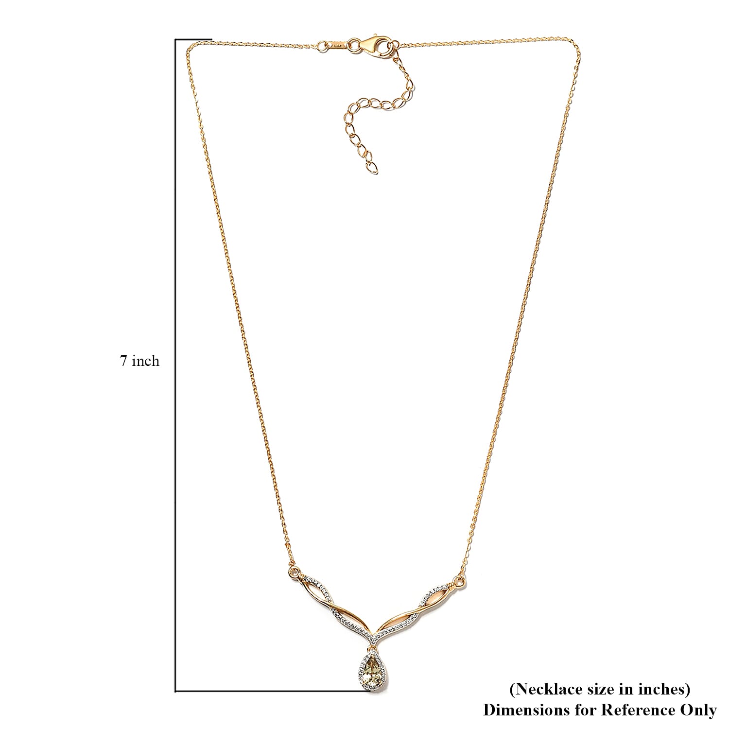 AAA Turkizite and White Zircon Necklace 18 Inches in Vermeil Yellow Gold Over Sterling Silver 1.35 ctw