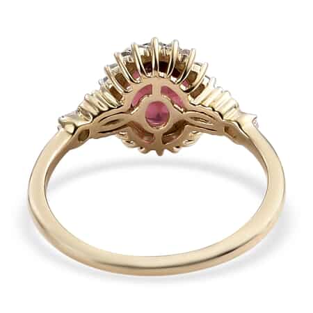 LUXORO 10K Yellow Gold AAA Morro Redondo Pink Tourmaline and Diamond Ring (Size 8.0) 1.48 ctw image number 4