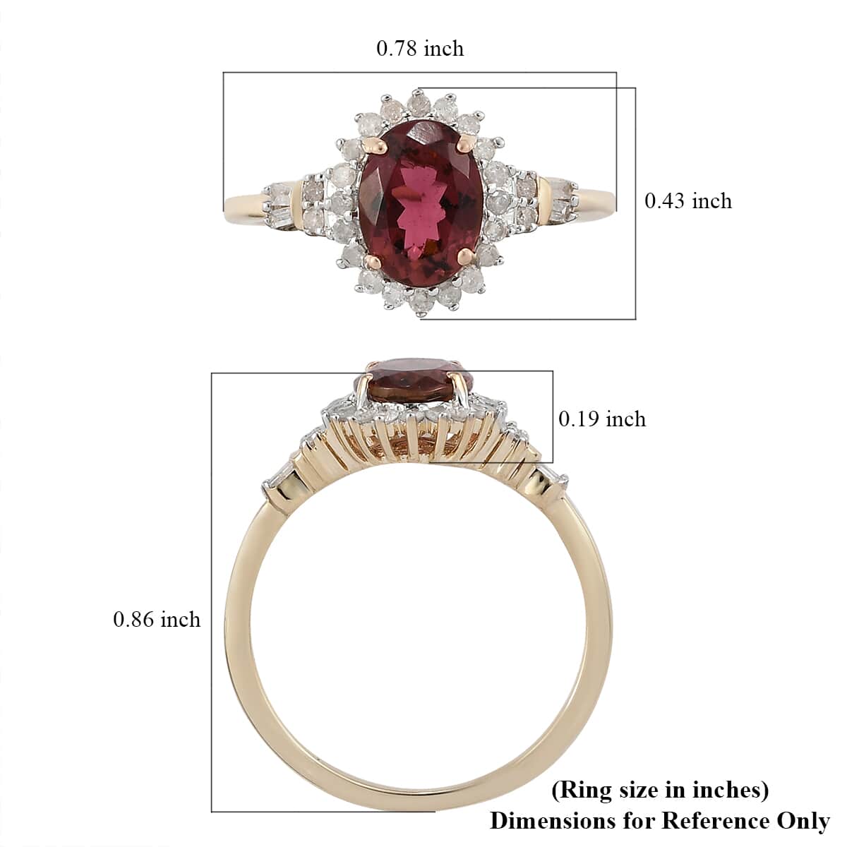 LUXORO 10K Yellow Gold AAA Morro Redondo Pink Tourmaline and Diamond Ring (Size 8.0) 1.48 ctw image number 5