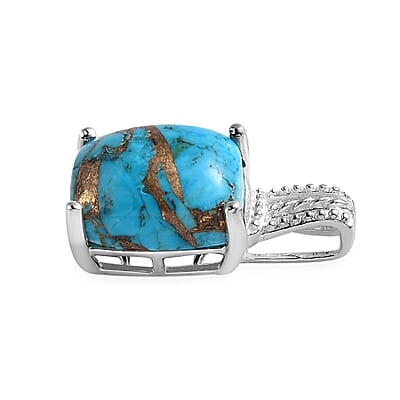 Matrix Chestnut Brine Turquoise Solitaire Pendant in Sterling Silver 4.30 ctw
