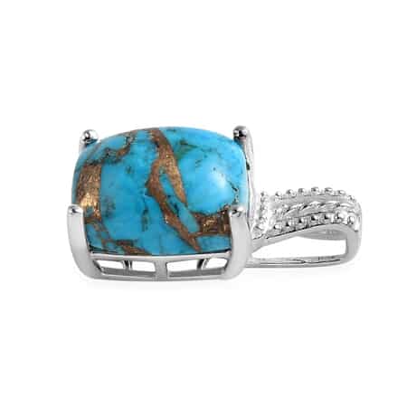 Matrix Chestnut Brine Turquoise Solitaire Pendant in Sterling Silver 4.30 ctw image number 3