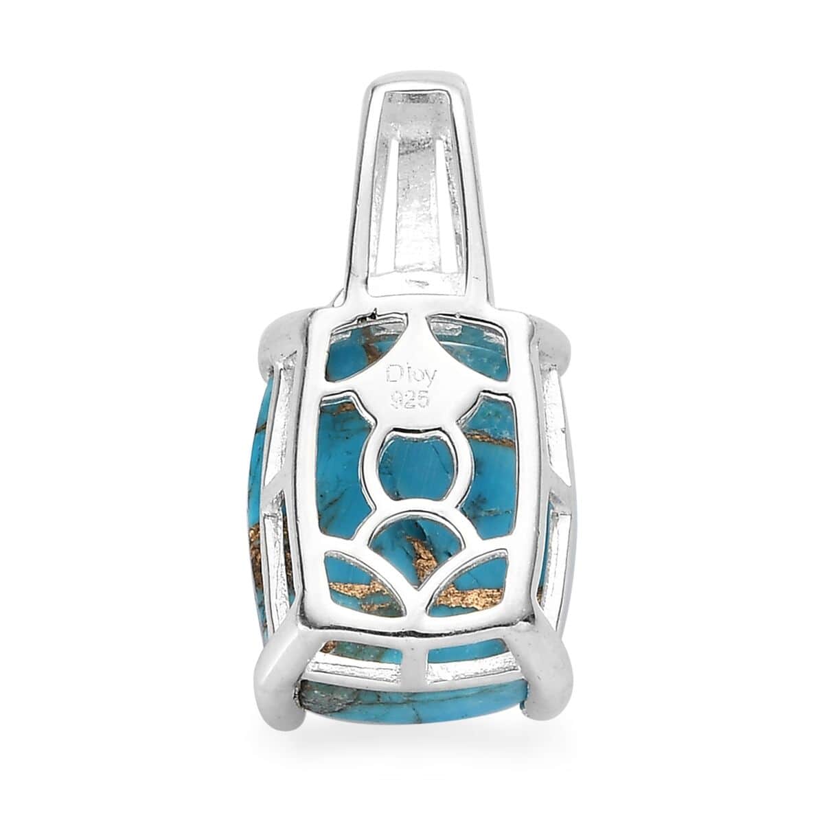 Matrix Chestnut Brine Turquoise Solitaire Pendant in Sterling Silver 4.30 ctw image number 4