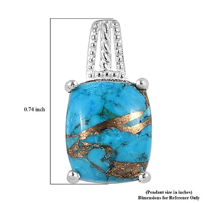 Matrix Chestnut Brine Turquoise Solitaire Pendant in Sterling Silver 4.30 ctw