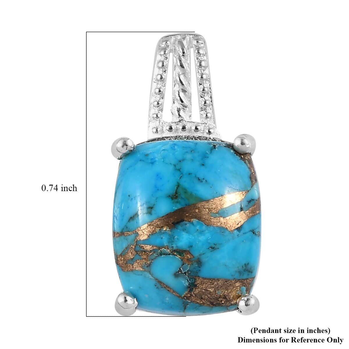 Matrix Chestnut Brine Turquoise Solitaire Pendant in Sterling Silver 4.30 ctw image number 5