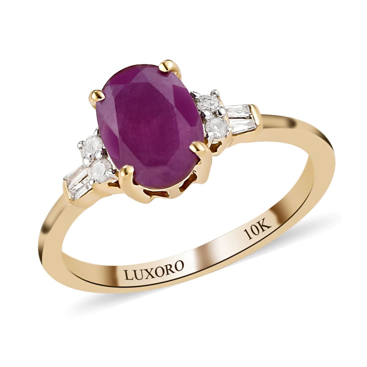 LUXORO 10K Yellow Gold Premium Moroccan Ruby and G-H I3 Diamond Ring (Size 10.0) 1.85 ctw image number 0
