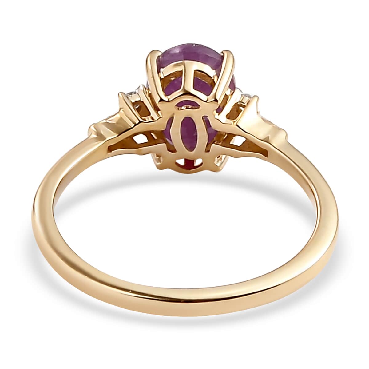 LUXORO 10K Yellow Gold Premium Moroccan Ruby and G-H I3 Diamond Ring (Size 10.0) 1.85 ctw image number 4