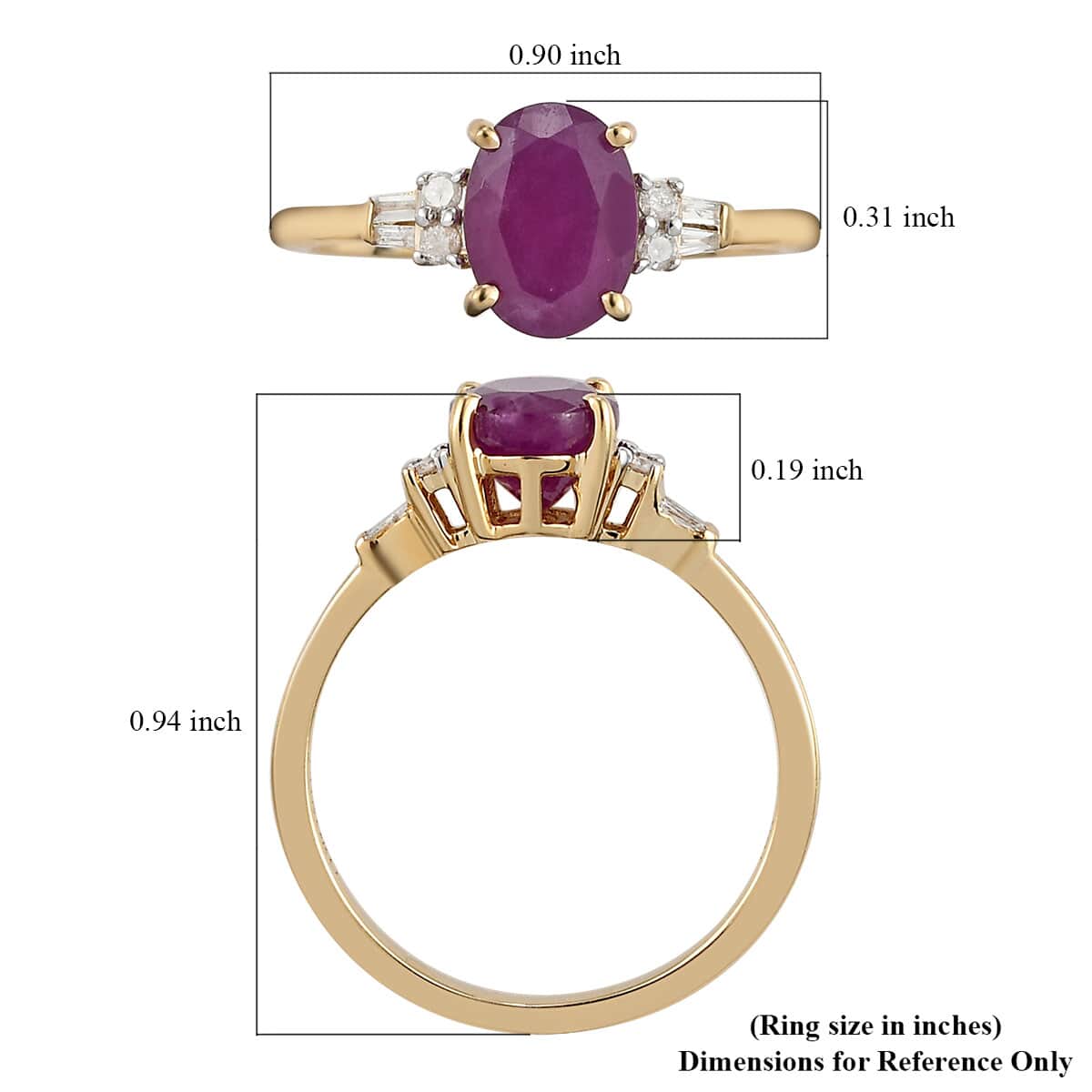 LUXORO 10K Yellow Gold Premium Moroccan Ruby and G-H I3 Diamond Ring (Size 10.0) 1.85 ctw image number 5