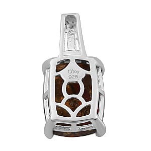 Matrix Fire Opal Solitaire Pendant in Sterling Silver 4.35 ctw