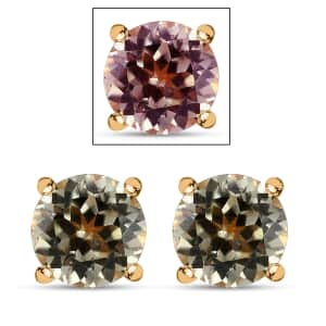 AAA Turkizite Solitaire Stud Earrings in Vermeil Yellow Gold Over Sterling Silver 1.25 ctw
