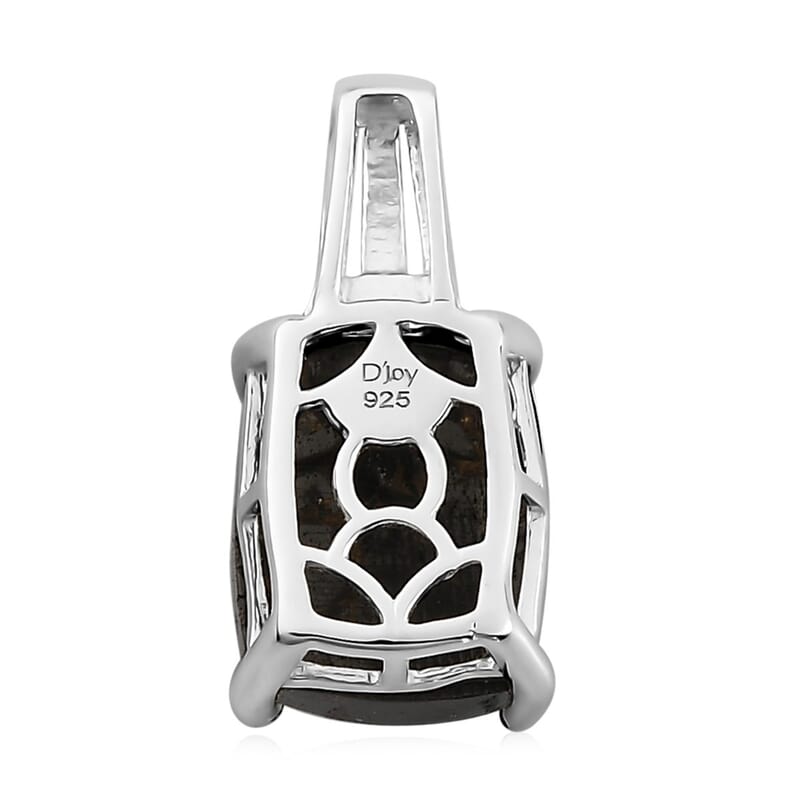 Matrix Silver Shungite Solitaire Pendant without Chain in Sterling Silver 3.40 ctw
