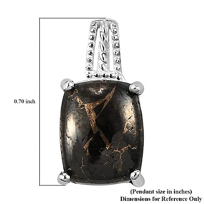 Matrix Silver Shungite Solitaire Pendant without Chain in Sterling Silver 3.40 ctw