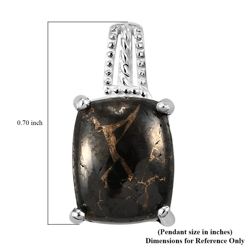 Matrix Silver Shungite Solitaire Pendant without Chain in Sterling Silver 3.40 ctw