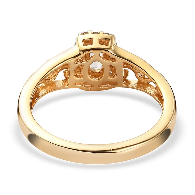 Premium Turkizite and Natural White Zircon Ring in Vermeil Yellow Gold Over Sterling Silver (Size 10.0) 0.50 ctw