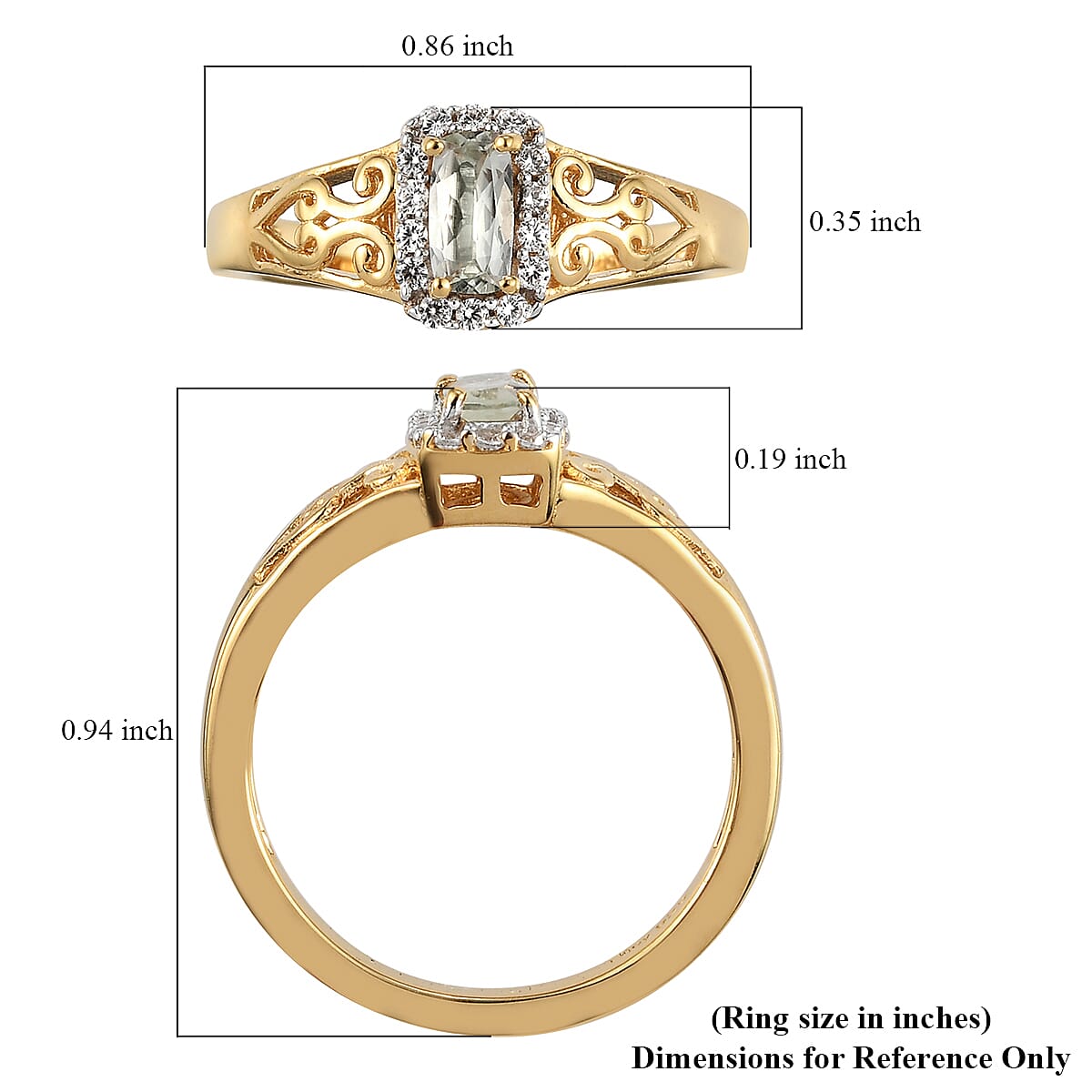 Premium Turkizite and Natural White Zircon Ring in Vermeil Yellow Gold Over Sterling Silver (Size 10.0) 0.50 ctw
