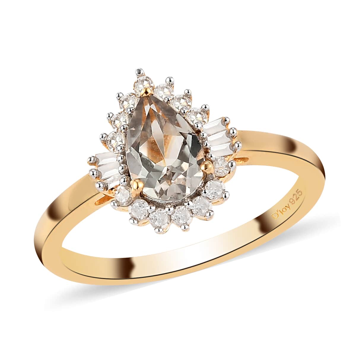 AAA Turkizite and Diamond Halo Ring in Vermeil Yellow Gold Over Sterling Silver (Size 10.0) 1.10 ctw image number 0