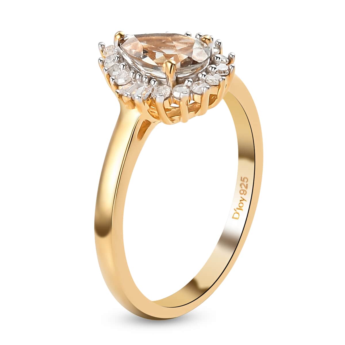 AAA Turkizite and Diamond Halo Ring in Vermeil Yellow Gold Over Sterling Silver (Size 10.0) 1.10 ctw image number 3