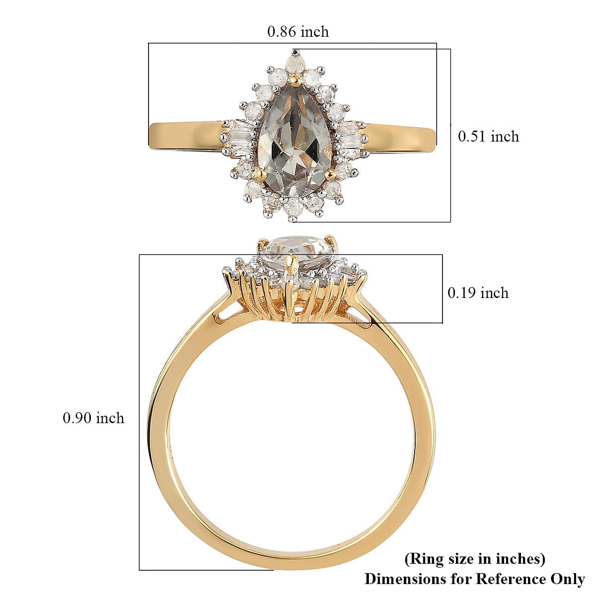 AAA Turkizite and Diamond Halo Ring in Vermeil Yellow Gold Over Sterling Silver (Size 10.0) 1.10 ctw
