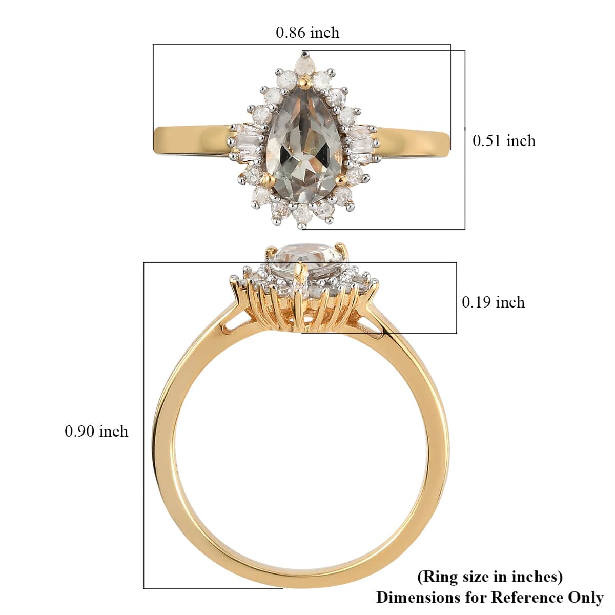 AAA Turkizite and Diamond Halo Ring in Vermeil Yellow Gold Over Sterling Silver (Size 7.0) 1.10 ctw image number 5