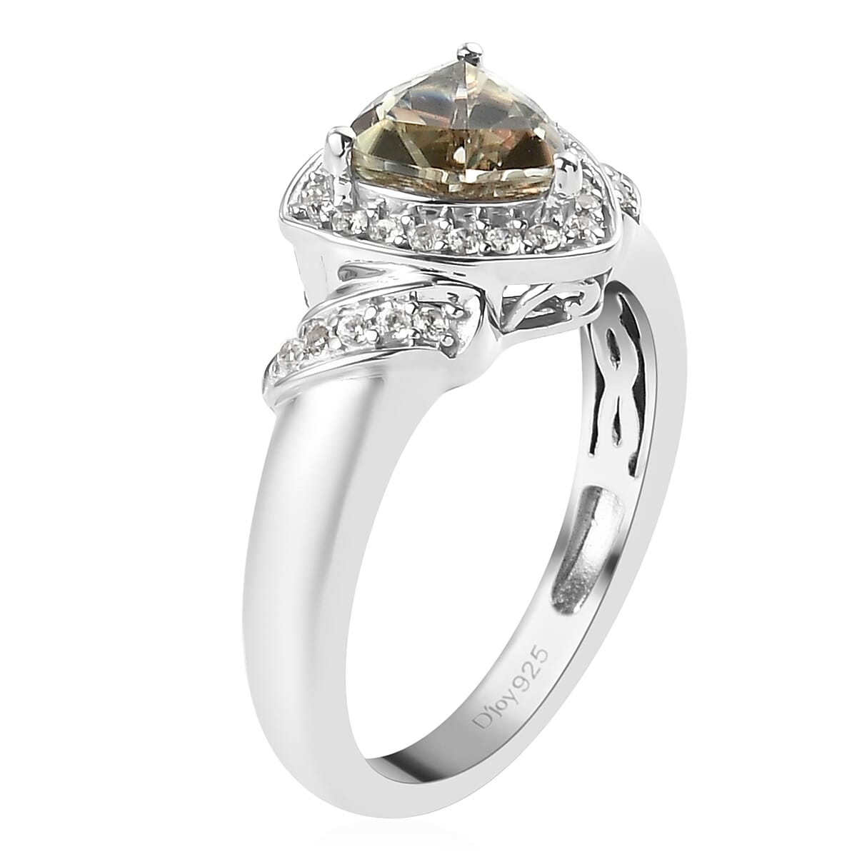 AAA Turkizite and Natural White Zircon Halo Ring in Platinum Over Sterling Silver 1.60 ctw image number 3