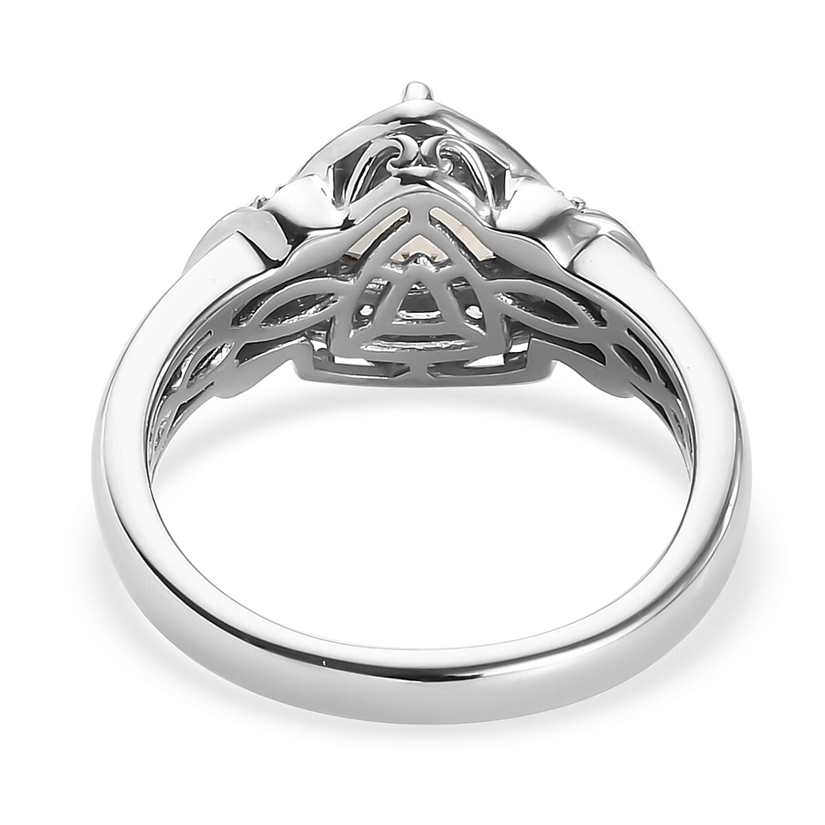 AAA Turkizite and Natural White Zircon Halo Ring in Platinum Over Sterling Silver 1.60 ctw image number 4