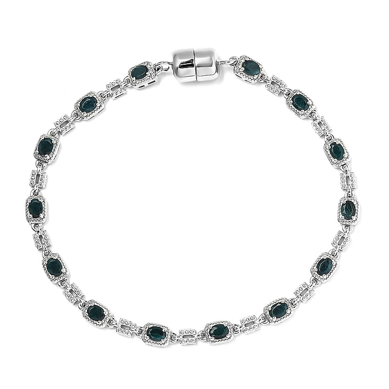 Premium Teal Grandidierite 2.30 ctw Bracelet in Platinum Over Sterling Silver (7.50 In)