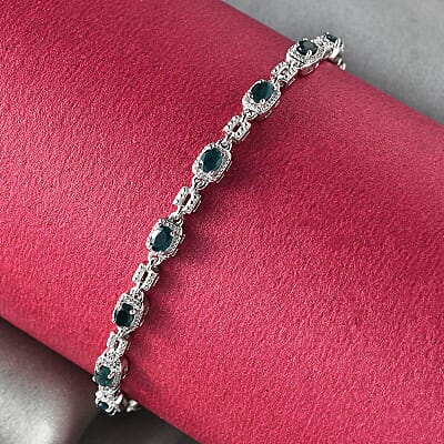Premium Teal Grandidierite 2.30 ctw Bracelet in Platinum Over Sterling Silver (7.50 In)