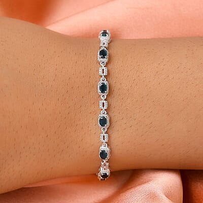 Premium Teal Grandidierite 2.30 ctw Bracelet in Platinum Over Sterling Silver (7.50 In)