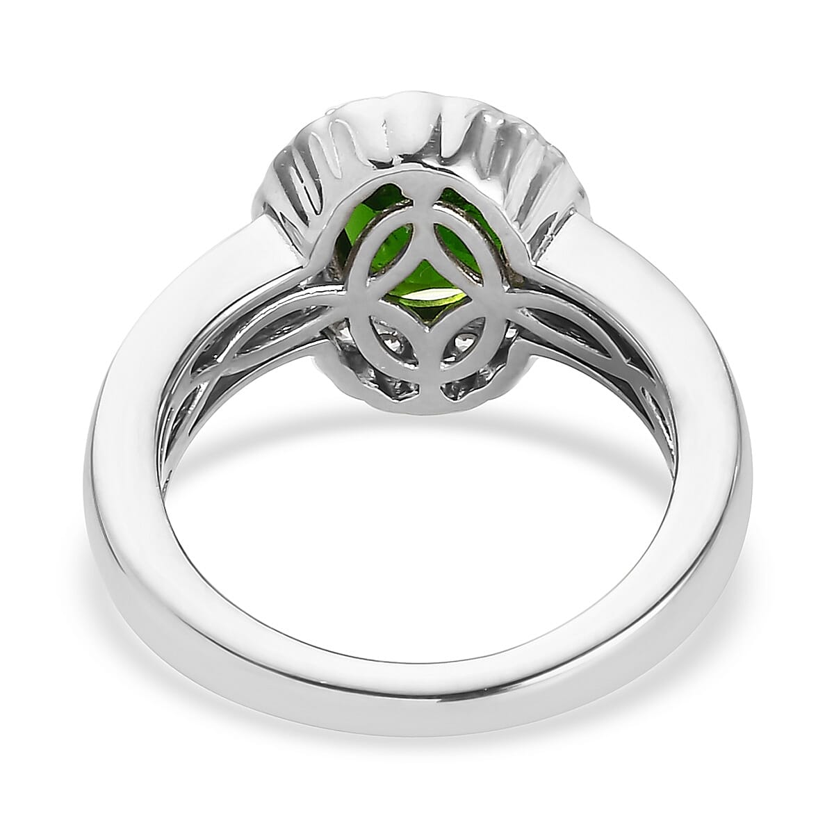 Chrome Diopside and White Zircon 2.73 ctw Ring in Platinum Over Sterling Silver (Size 5.5)