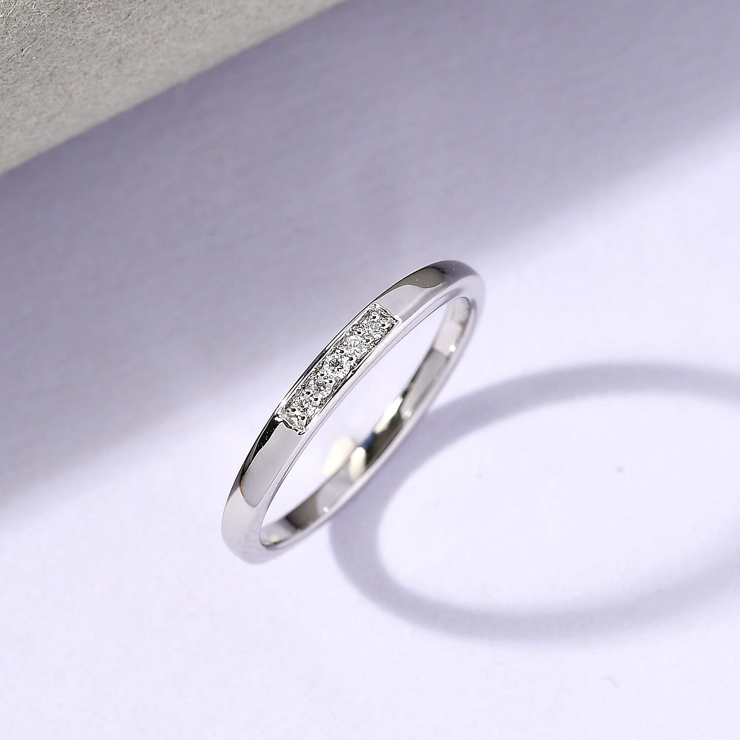 Rhapsody 950 Platinum Diamond (E-F, VS) Ring (Size 8) 0.05 ctw