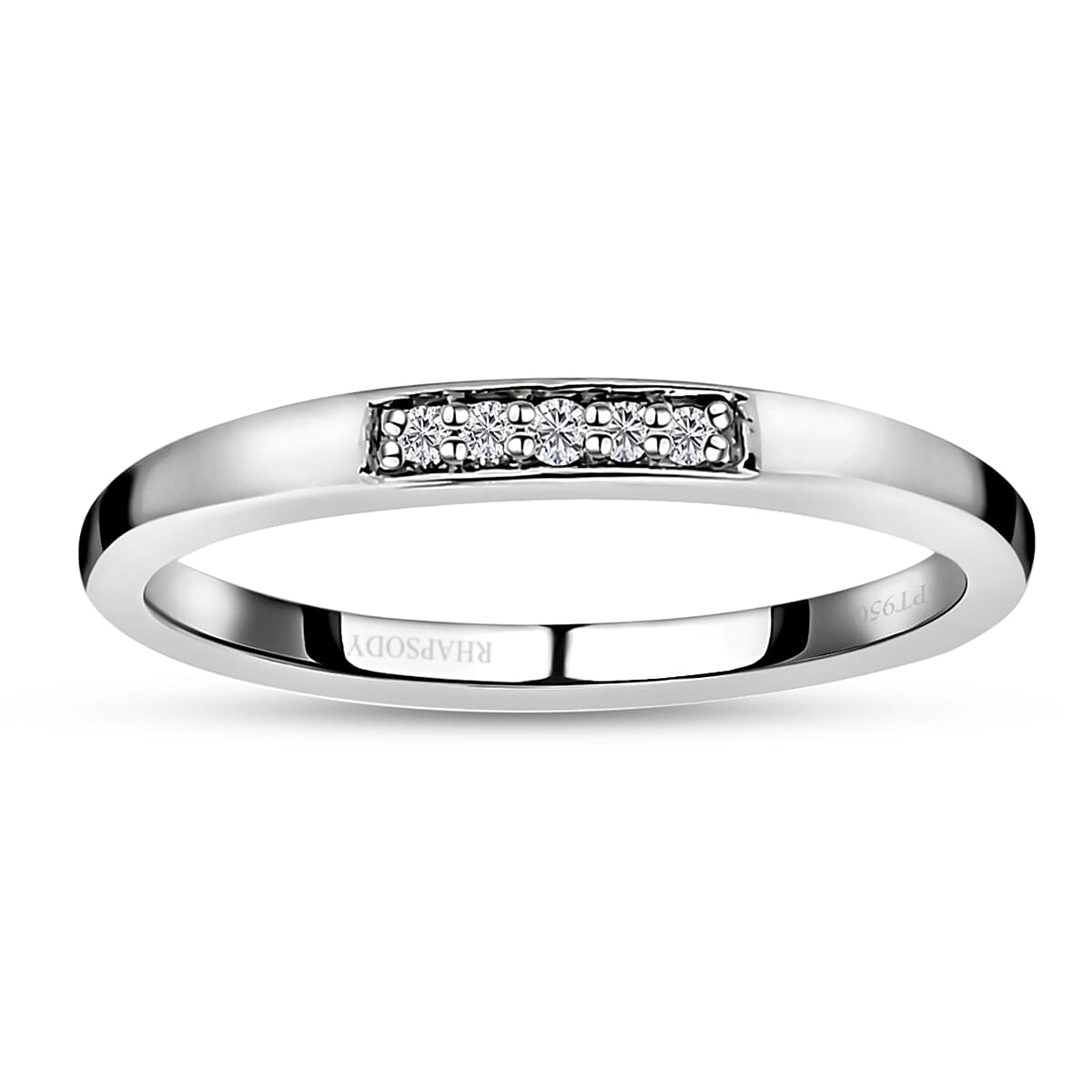 Rhapsody 950 Platinum Diamond (E-F, VS) Ring (Size 8) 0.05 ctw