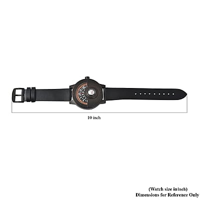 Genoa Miyota Japanese Movement Watch in Black Sandalwood with Black Genuine Leather Strap (46.50mm) (7.5-9.0 Inch)