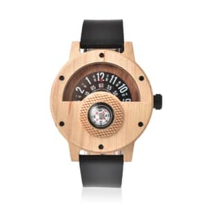 Genoa Miyota Japanese Movement Watch in Maple Sandalwood with Black Genuine Leather Strap (46.50mm) (7.5-9.0 Inch)