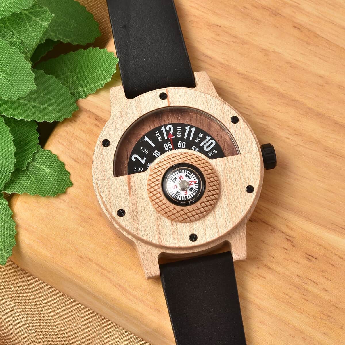 Genoa Miyota Japanese Movement Watch in Maple Sandalwood with Black Genuine Leather Strap (46.50mm) (7.5-9.0 Inch) image number 1