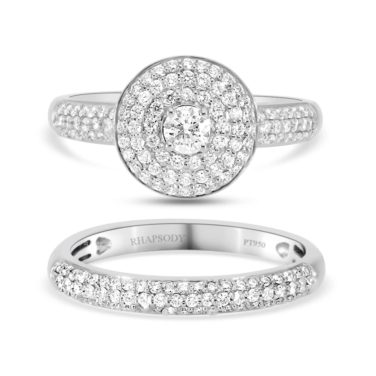 One Of A Kind IGI Certified Rhapsody 950 Platinum E-F VS Diamond Stackable Ring (Size 7.0) 8.30 Grams 1.00 ctw image number 0