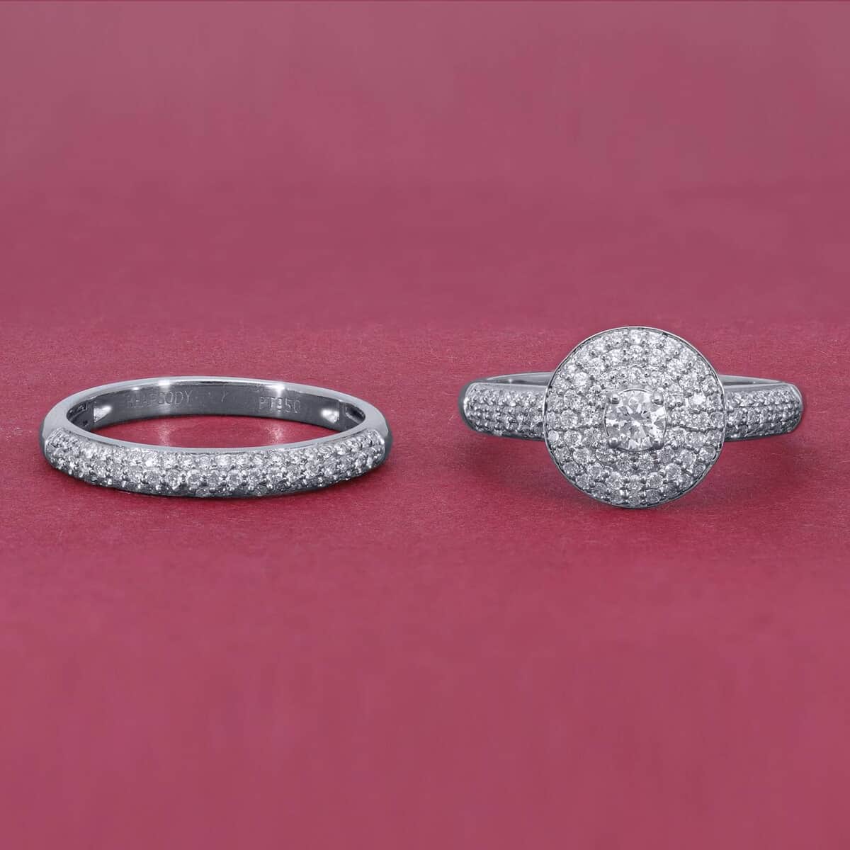 One Of A Kind IGI Certified Rhapsody 950 Platinum E-F VS Diamond Stackable Ring (Size 7.0) 8.30 Grams 1.00 ctw image number 1