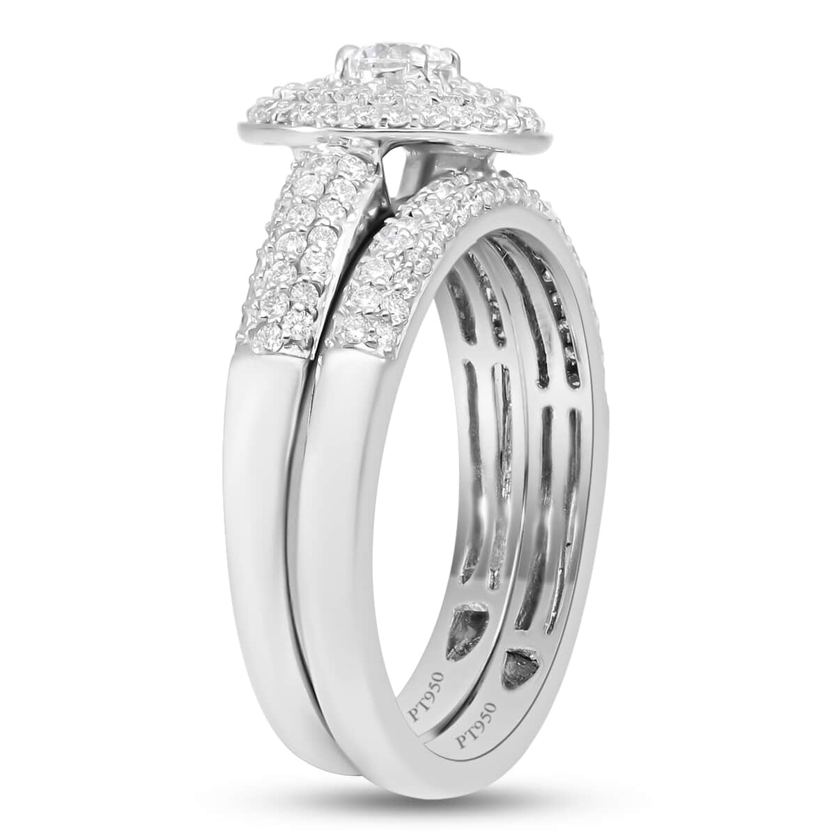 One Of A Kind IGI Certified Rhapsody 950 Platinum E-F VS Diamond Stackable Ring (Size 7.0) 8.30 Grams 1.00 ctw image number 3
