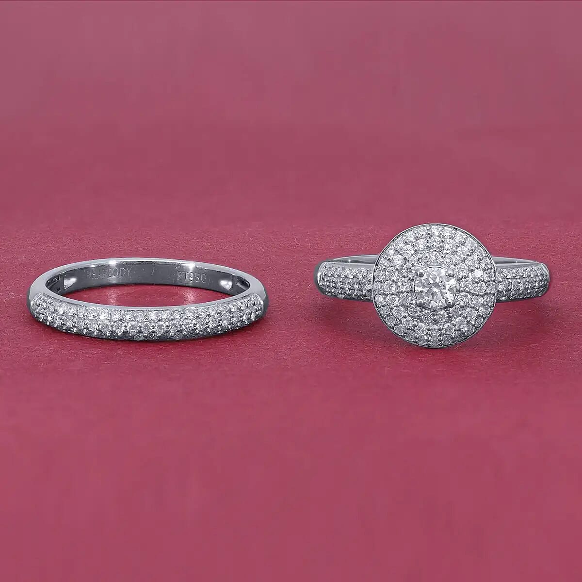 One Of A Kind IGI Certified Rhapsody 950 Platinum E-F VS Diamond Stackable Ring (Size 8.0) 8.30 Grams 1.00 ctw image number 1