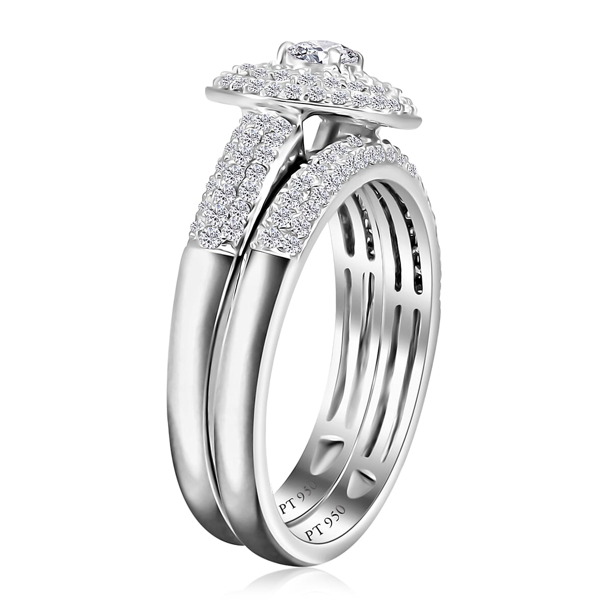 One Of A Kind IGI Certified Rhapsody 950 Platinum E-F VS Diamond Stackable Ring (Size 8.0) 8.30 Grams 1.00 ctw image number 3