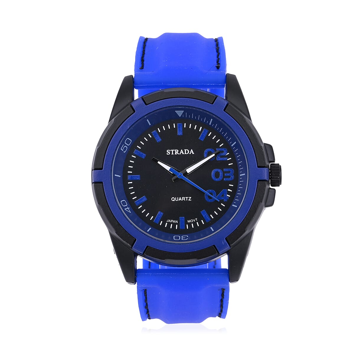 STRADA Japanese Movement Sports Watch with Blue Silicone Strap image number 0